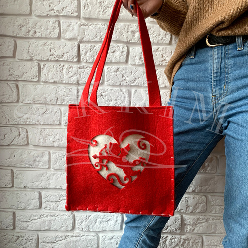 Filcowa torebka `Amorek na Walentynki` duża